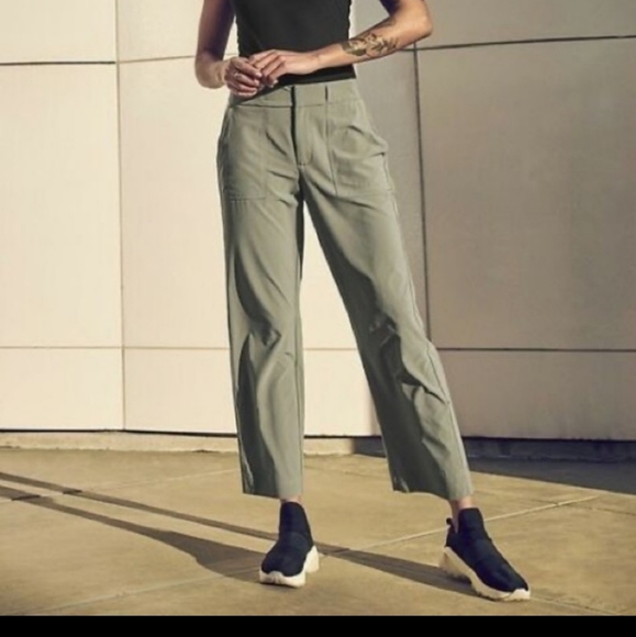 Athleta Tribeca Utility Crop Pants Laurel Olive Green  - Picture 1 of 16